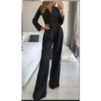 Elegant Jumpsuit with Long Legs and Classic Collar