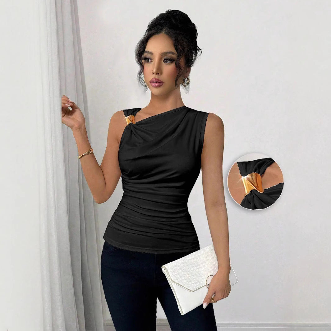 Women's Sleeveless Top with Decorative Knot
