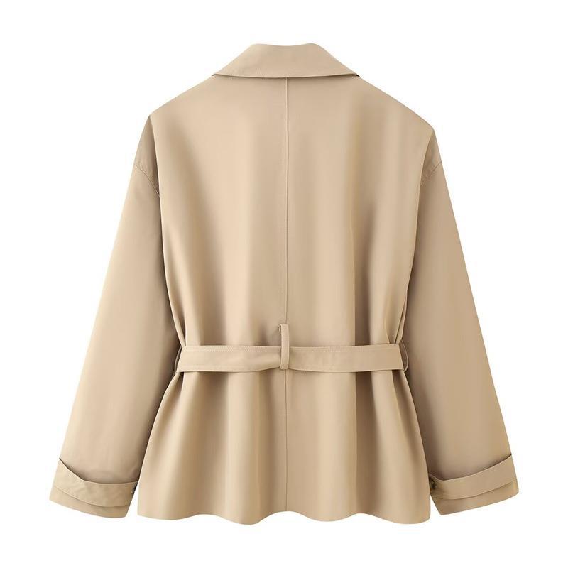 Elegant Trench Jacket with Adjustable Belt and Button Details