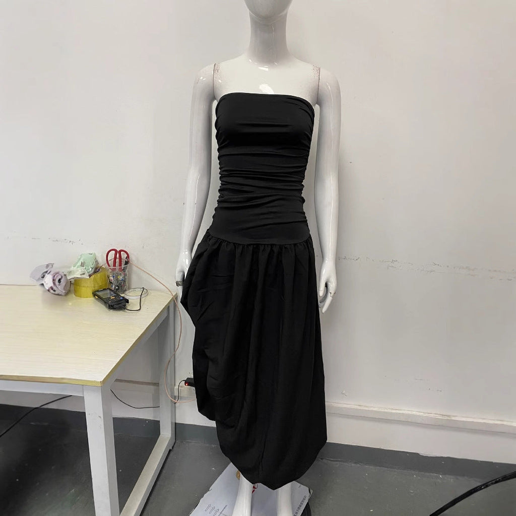 Women's Evening Dress with Fitted Bodice and Asymmetric Skirt