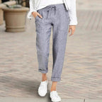 Women's Relaxed Linen Pants with Elastic Waist and Pockets