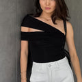 Women's Asymmetrical Top with Elegant Wrap Detail