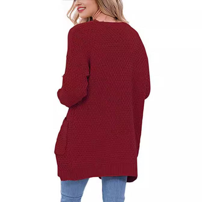 Cozy Knit Cardigan with Pockets and Cable Knit Pattern