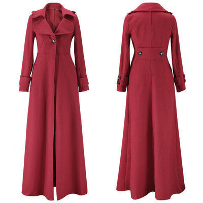 Women's Elegant Long Coat with Classic Lapel