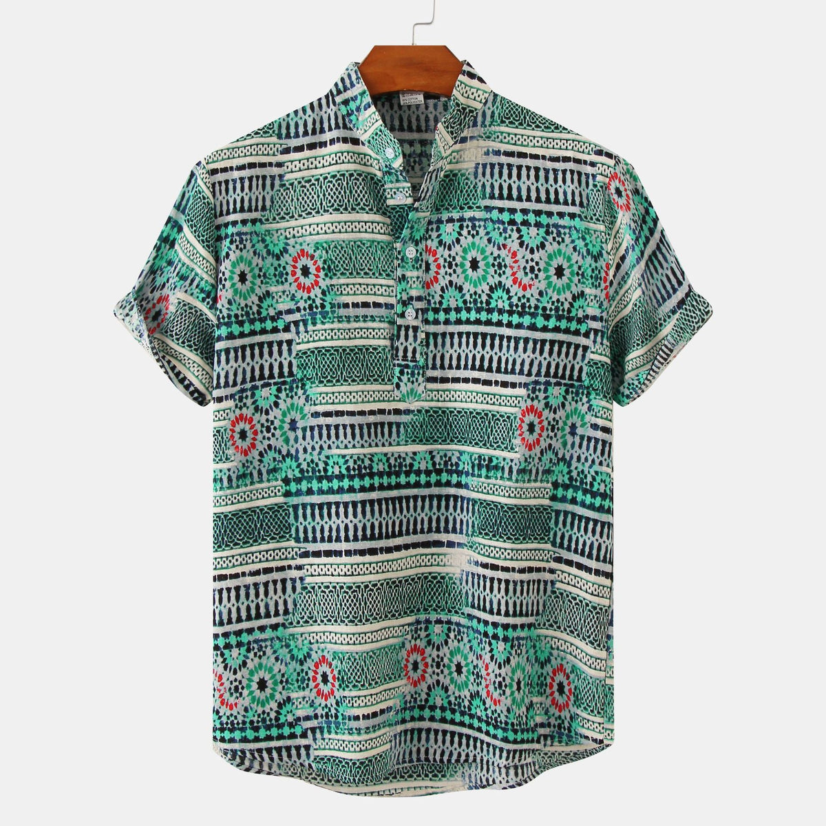 Women's Short-Sleeve Shirt with Geometric Pattern