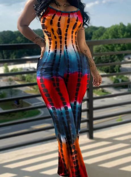 Women's Aesthetic Tie-Dye Jumpsuit