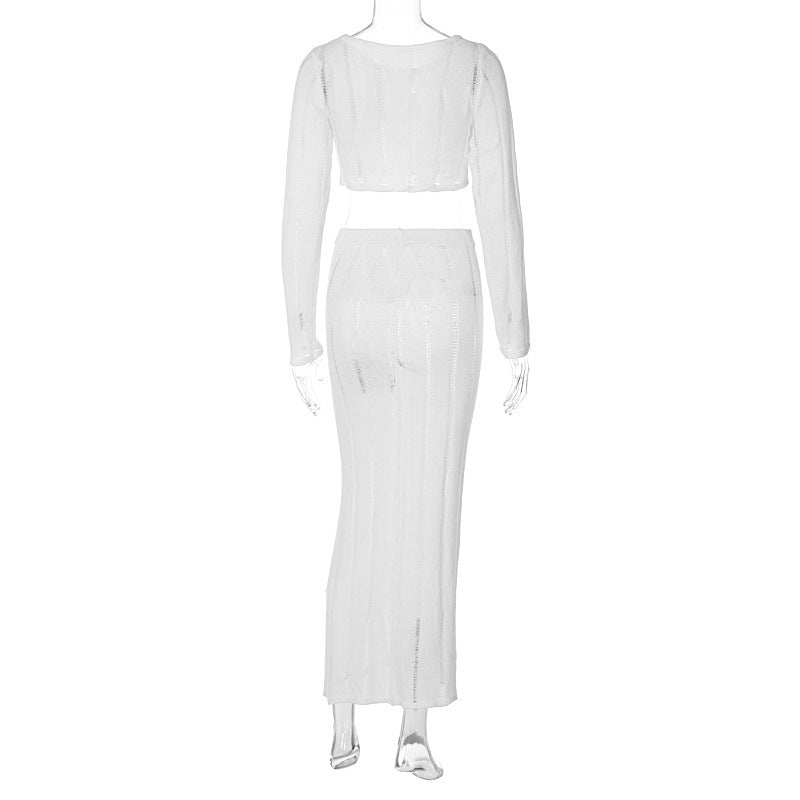 Elegant and Airy Crop Top with Matching Maxi Skirt