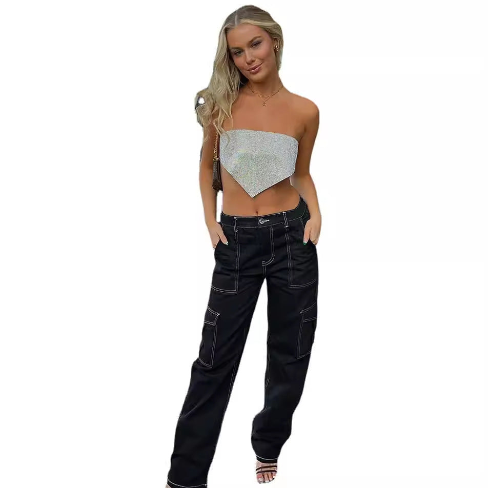 Women's Cotton-Blend Cargo Pants