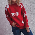 Women's Festive Sweater with Cheerful Bell Motif and Casual Cut