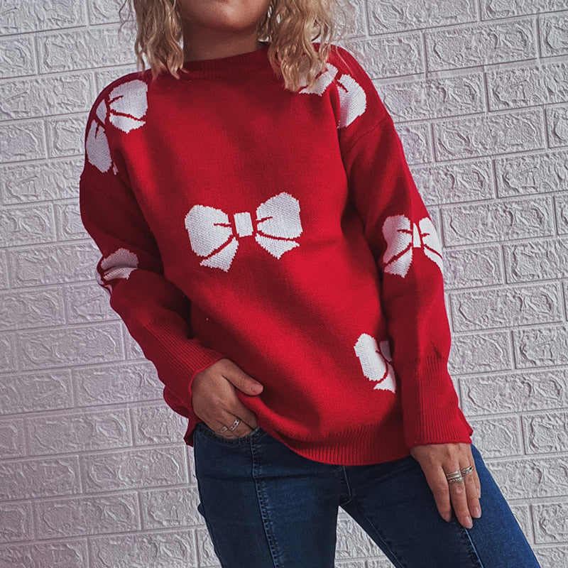 Women's Festive Sweater with Cheerful Bell Motif and Casual Cut