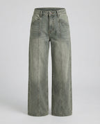 Women's High-Waisted Wide-Leg Cargo Pants with Front Pockets and Elastic Hem