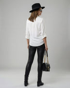 Women's Blouse with Pockets and Classic Cut