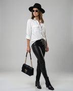 Women's Blouse with Pockets and Classic Cut