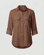 Women's Blouse with Pockets and Classic Cut