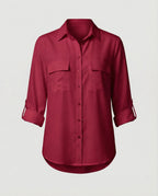 Women's Blouse with Pockets and Classic Cut