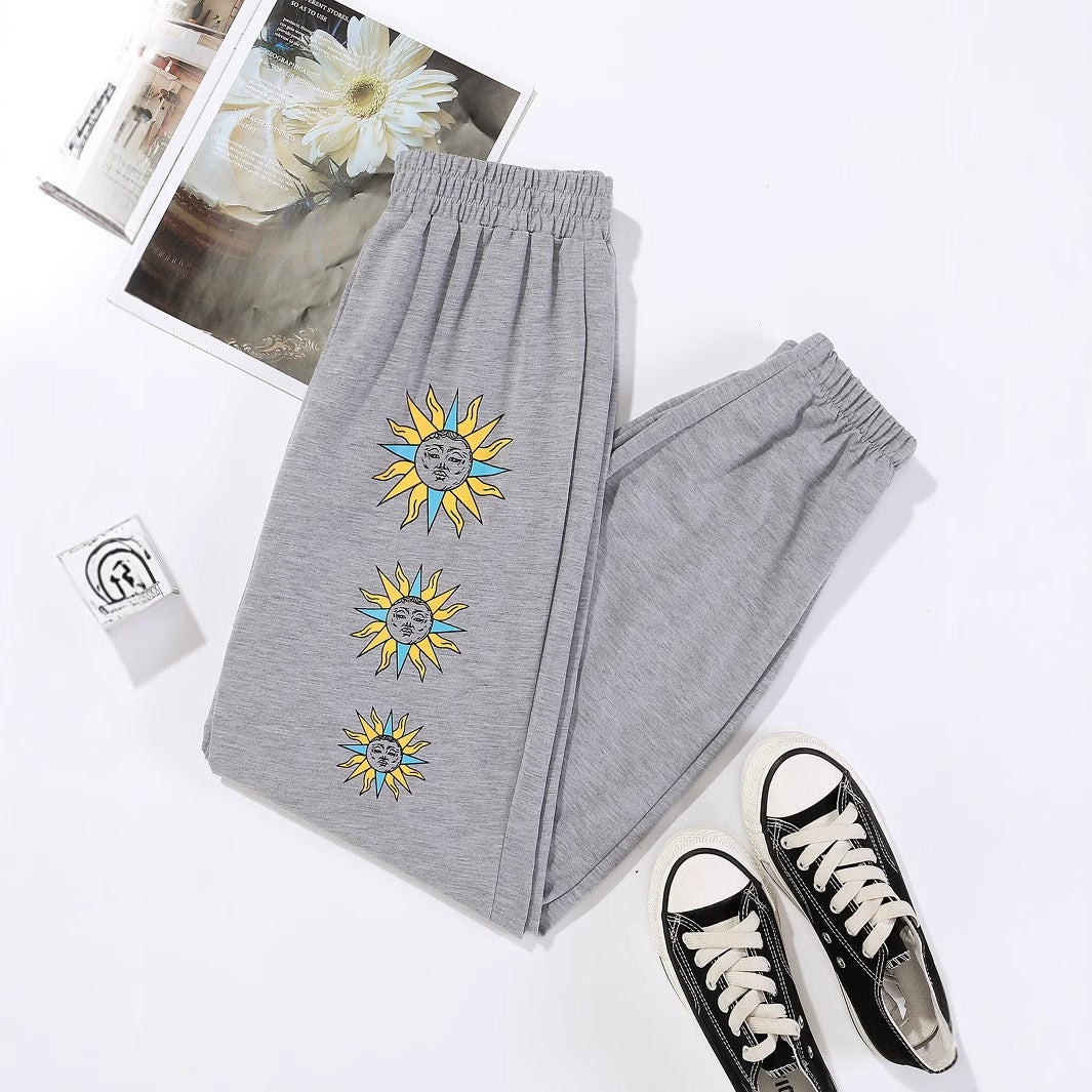 Women's Casual Pants with Colorful Graphic Design