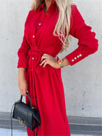 Long Shirt Blouse with Tie Belt