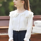 Women's Blouse with Ruffle Details and Puff Sleeves