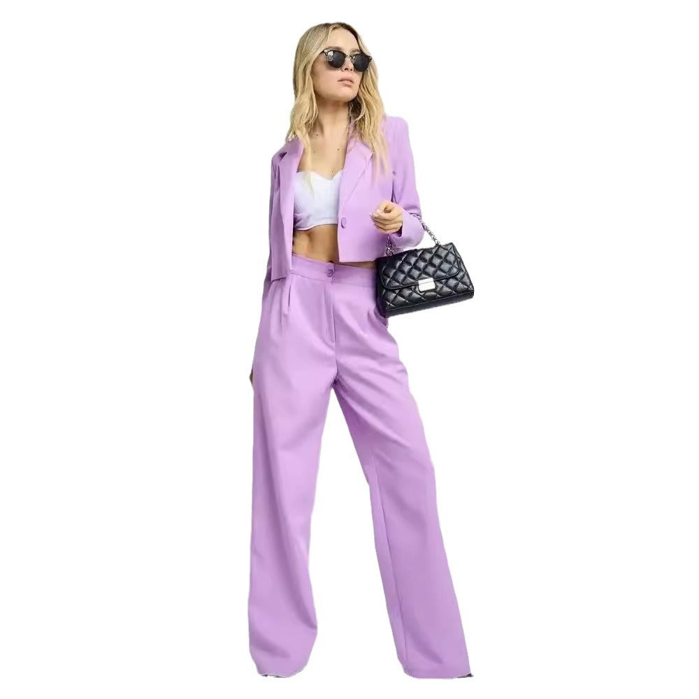 Women's Two-Piece Set with Cropped Blazer