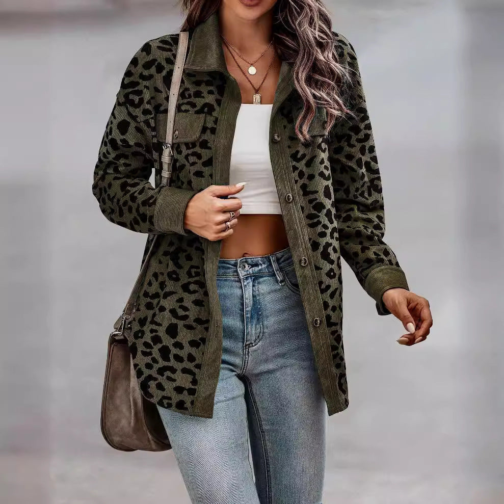 Women's Fashionable Leopard Print Overshirt