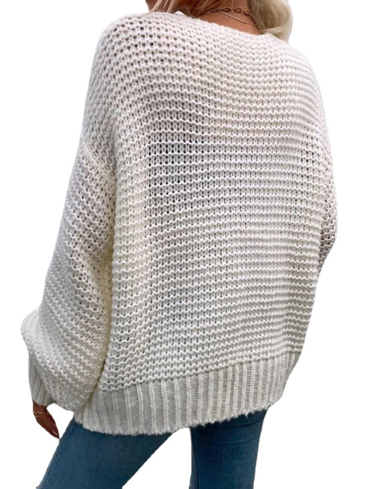 Women's Chunky Knit Cardigan with Deep Pockets and Casual Fit