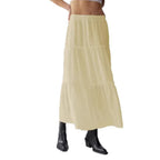 Women's Airy Cotton Maxi Skirt with Ruffle Details