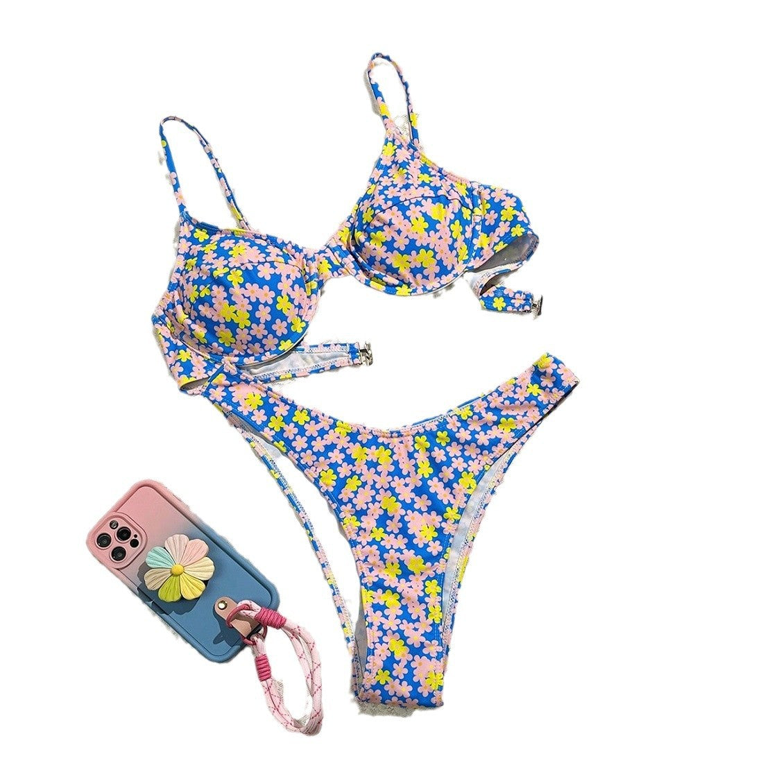 Women's Swimwear with Floral Design and Sophisticated Straps