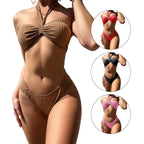 Women's Bandeau Bikini with Wrap Design and Adjustable Straps