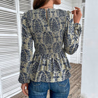 Elegant Floral Puff Sleeve Blouse