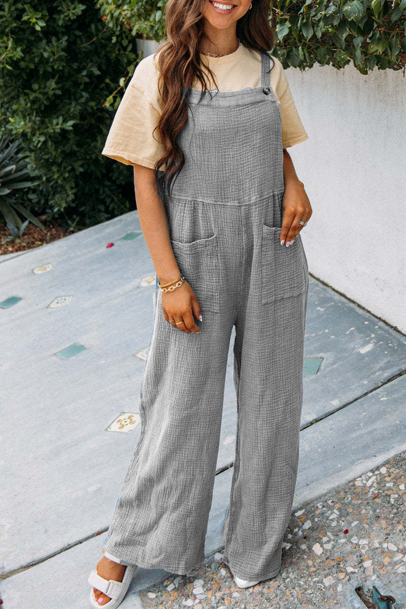 Casual Overall with Practical Pockets and Adjustable Straps
