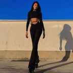 Women's Form-Fitting Set with Cross-Over Details