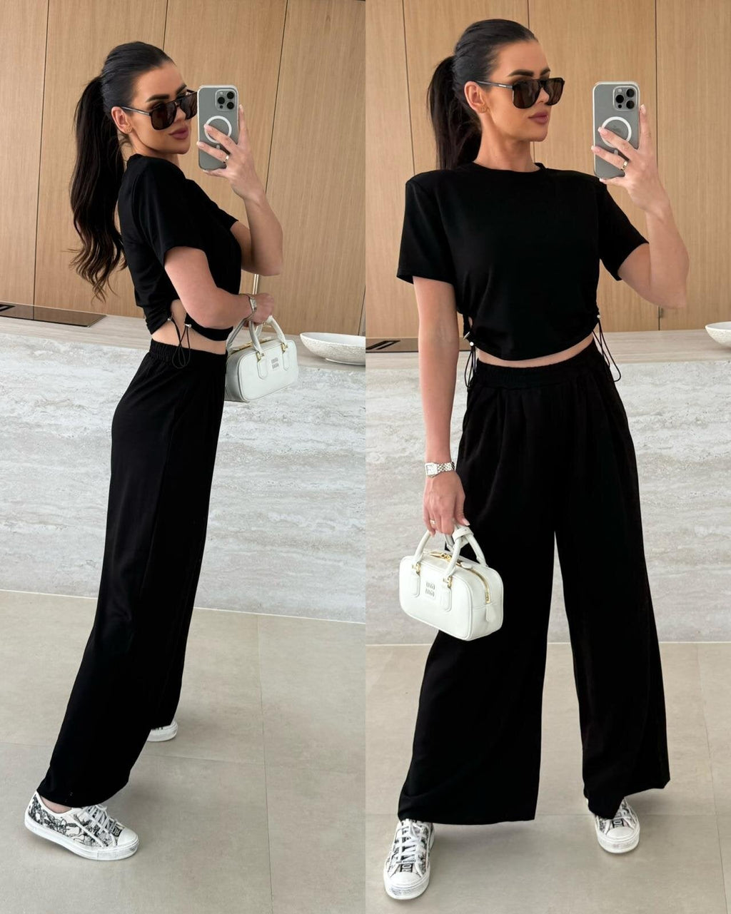 Women's Relaxed Set with Fashionable Lace-Up Details