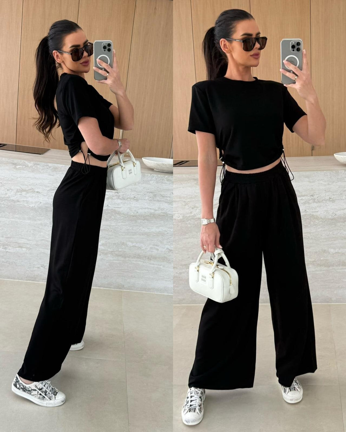Women's Relaxed Set with Fashionable Lace-Up Details