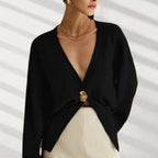 Elegant V-Neck Cardigan with Decorative Button