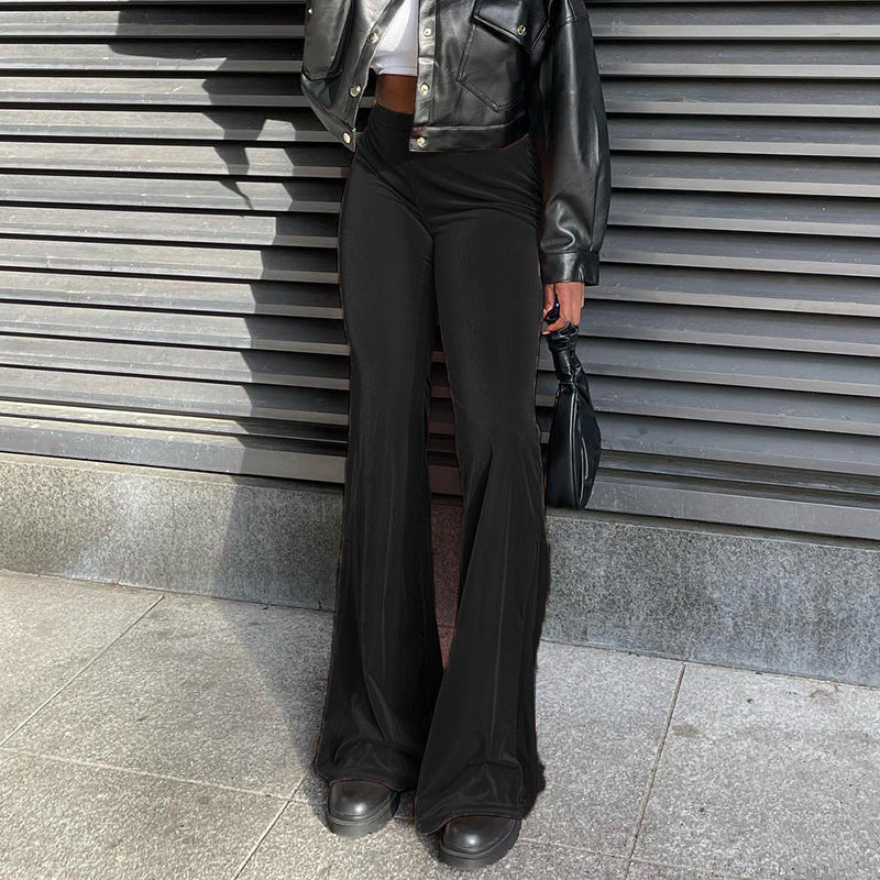 Women's Elegant High-Waisted Flare Trousers