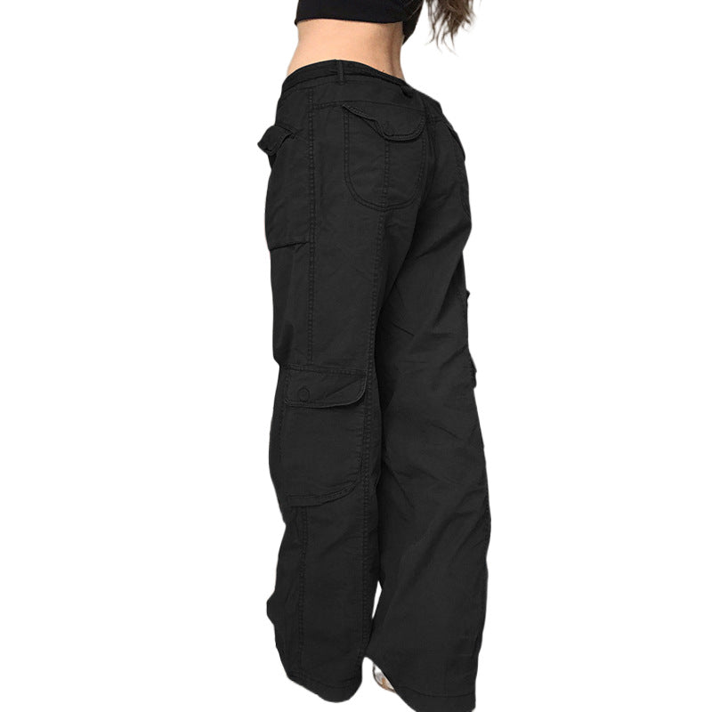 Women's Cargo Pants with Side Pockets and Adjustable Waist