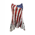 Women's Sleeveless Asymmetrical Flag Print Top