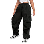 Women's Cargo Pants with Side Pockets and Elastic Waistband