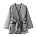 Women's Elegant Wrap Jacket with Pockets