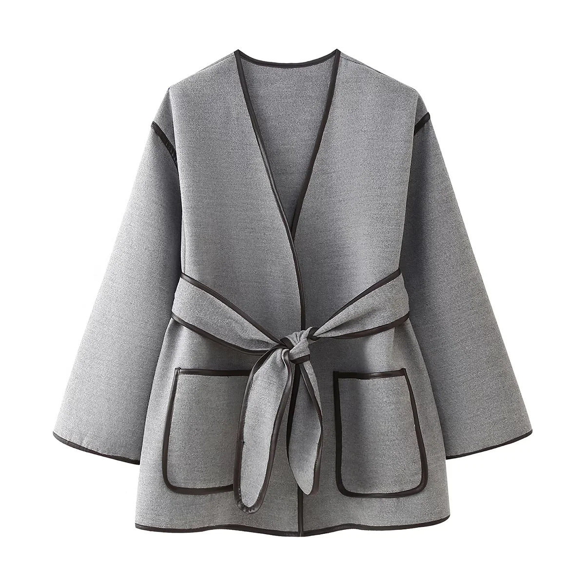 Women's Elegant Wrap Jacket with Pockets