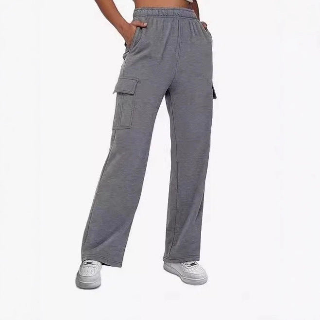Women's Wide-Leg Cargo Pants with Side Pockets