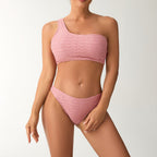 Women's Asymmetrical Bikini Set with Textured Surface