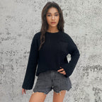 Women's Chunky Knit Sweater with Vertical Ribbing