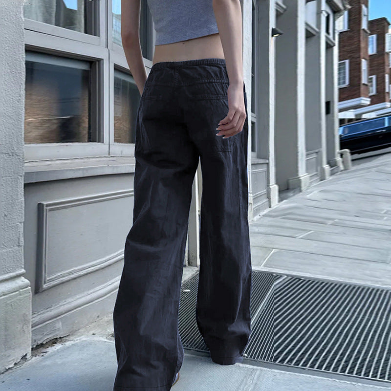 Women's Comfortable Casual Pants with Elastic Waistband and Practical Pockets