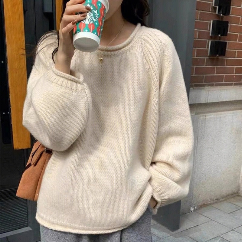 Women's Cozy Knit Sweater with Casual Cut and Airy Sleeves