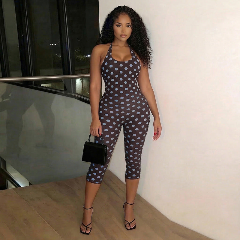 Women's Slim-Fit Polka-Dot Jumpsuit