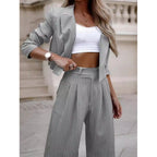 Women's Fashionable Plaid Blazer with Matching Soft Trousers