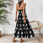 Women's Boho Maxi Dress with Asymmetrical Straps