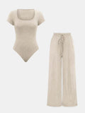 Casual Short-Sleeve Wide-Leg Jumpsuit