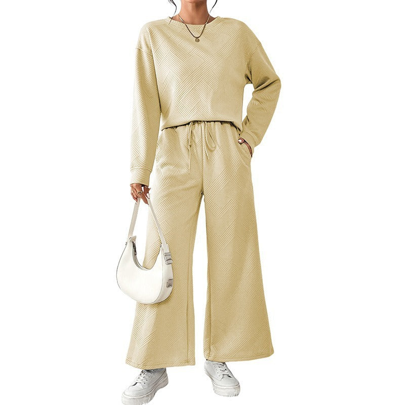 Women's Casual Wide-Cut Sweater Set with Tie Belts